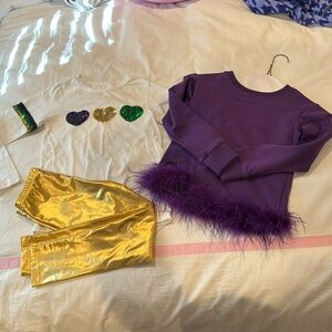 Lot of 3 girls Mardi Gras items. Worn 1x. 1 owner. Size 7-9